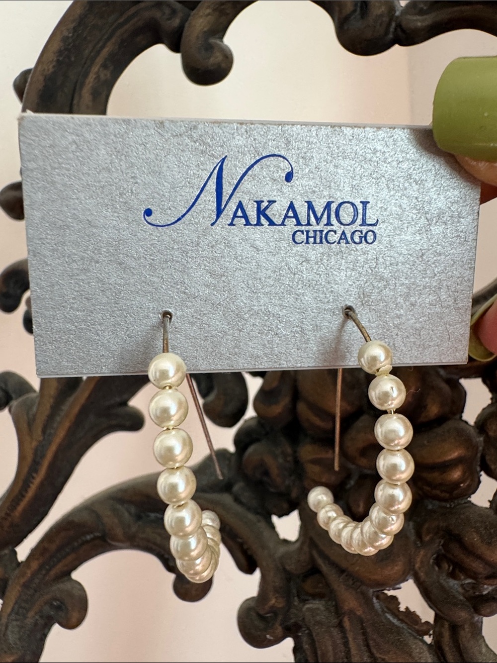 Nakamol White Pearl Hoop Earrings